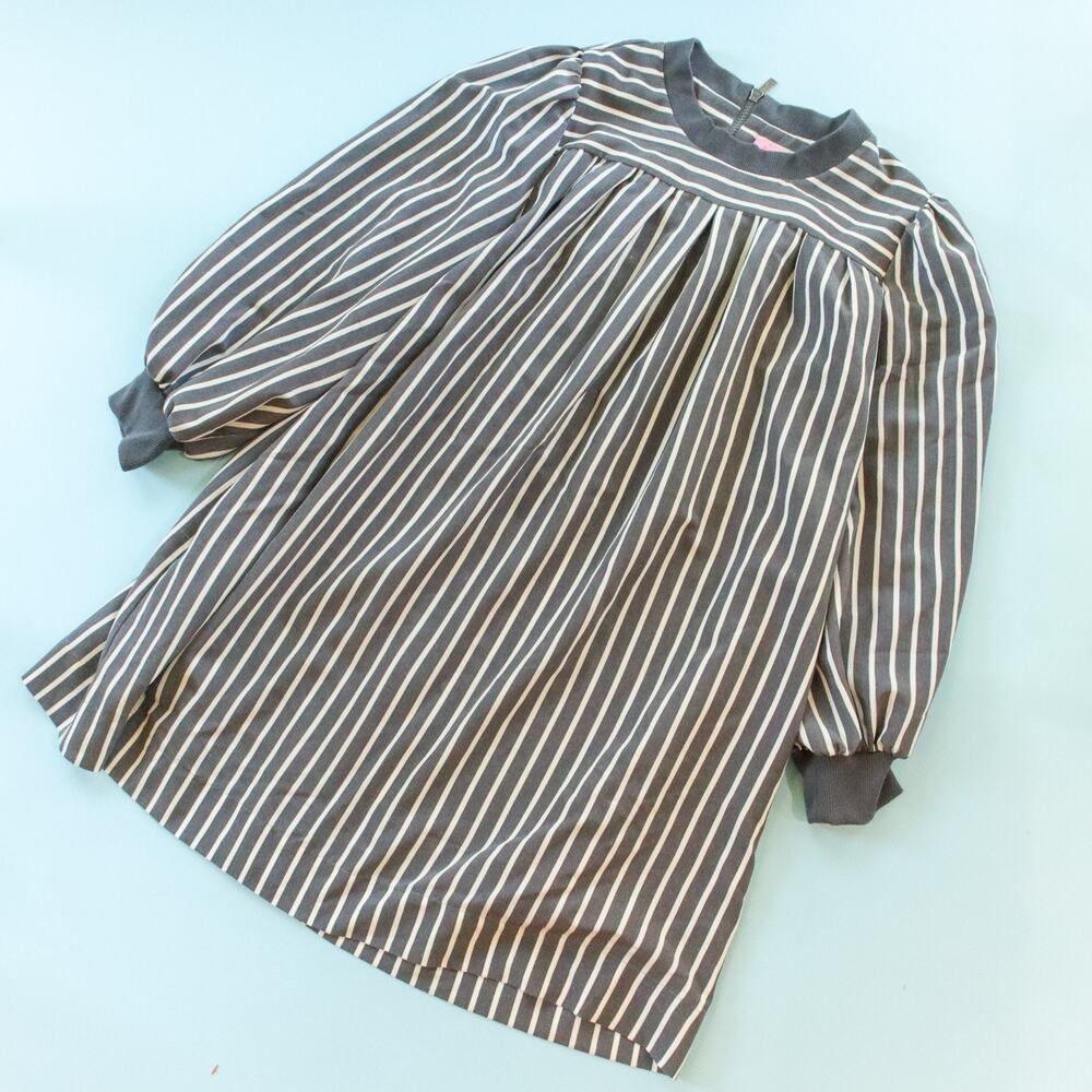 LDT Striped Babydoll Long Sleeve Loose Fit Shift Dress Size 6